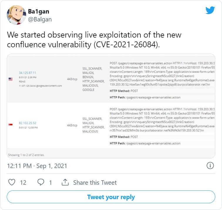 Evidence of the Confluence vulnerability 