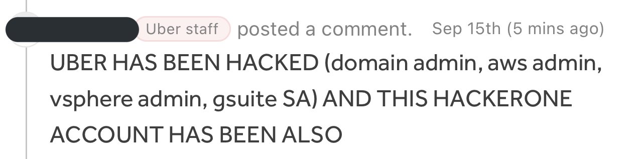 Screenshot of the message from the hacker who compromised Uber 